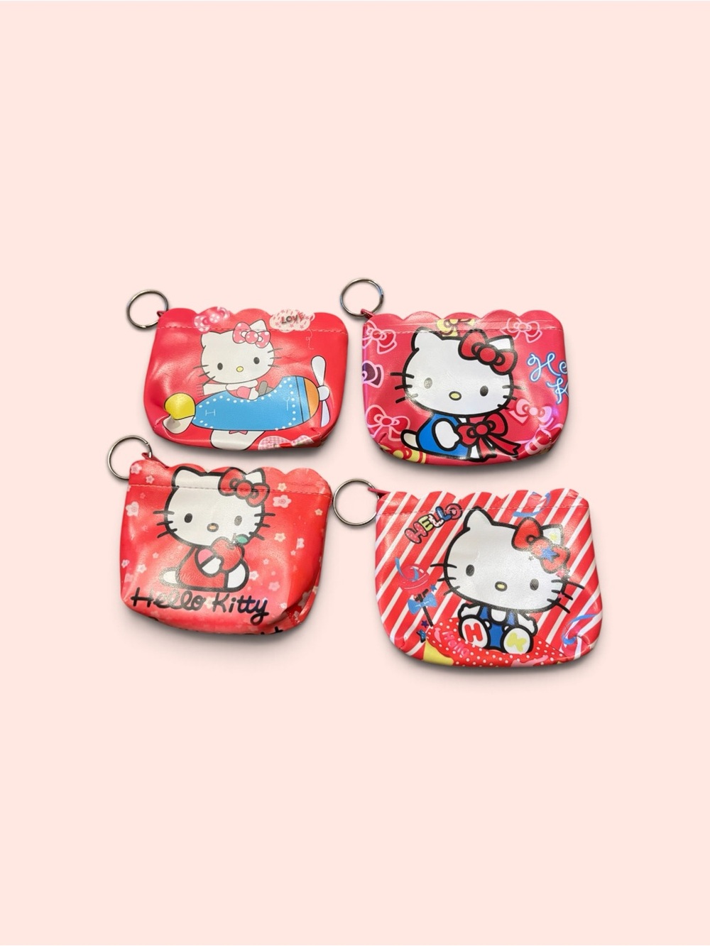 Hello Kitty Coin Pouch Keychain Set - 4 Cute Designs
